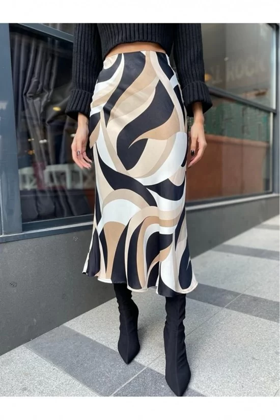 Jupe longue en satin à motifs Arife Hanım Jupe longue en satin à motifs Arife Hanım