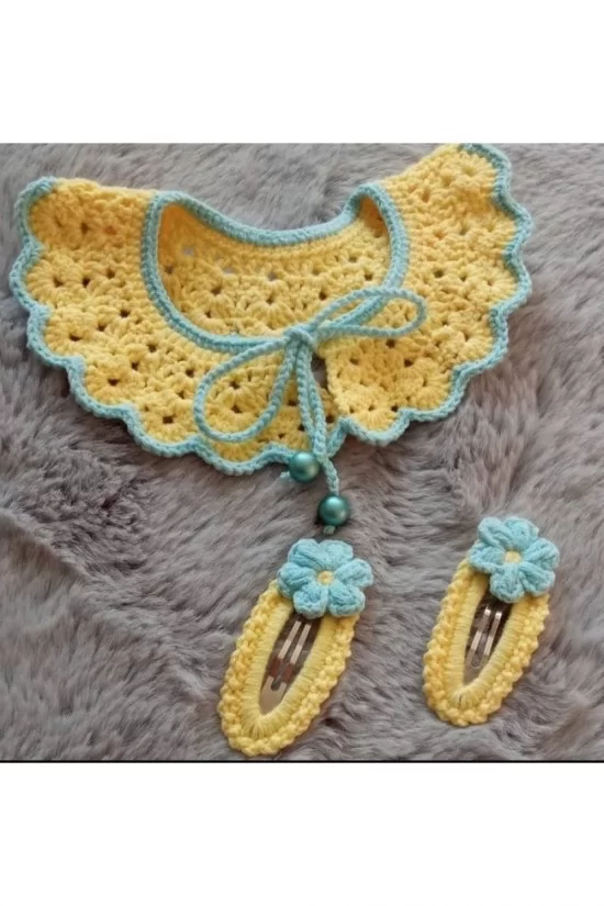 ArifeHanım Vintage El Örgüsü Kız Bebek&kız Çocuk Yaka Aksesuarı ve Toka Takım Seti ArifeHanım Vintage El Örgüsü Kız Bebek&kız Çocuk Yaka Aksesuarı ve Toka Takım Seti