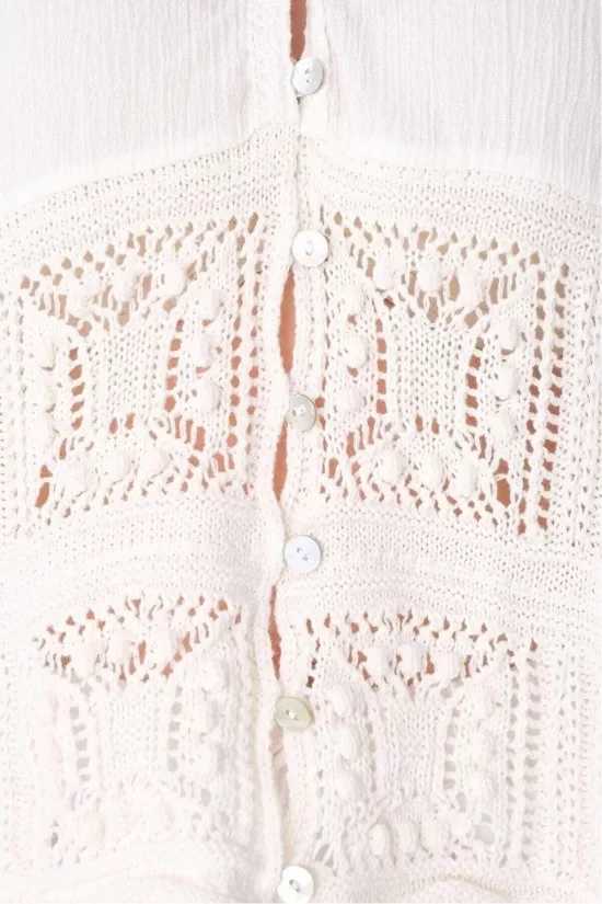 Arife Hanım Knitted Detailed Balloon Sleeve Blouse Arife Hanım Knitted Detailed Balloon Sleeve Blouse