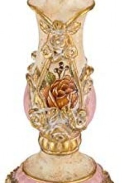 Altın-pembe Çiçek Desenli Büyük Mumluk, 36x12