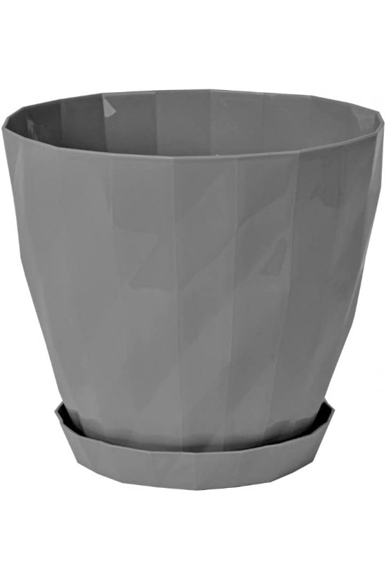 KRT5 Kristal Saksı Tabaklı Dekoratif Saksı, Antrasit, 23cm, 6 Litre KRT5 Kristal Saksı Tabaklı Dekoratif Saksı, Antrasit, 23cm, 6 Litre