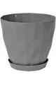 KRT5 Kristal Saksı Tabaklı Dekoratif Saksı, Antrasit, 23cm, 6 Litre KRT5 Kristal Saksı Tabaklı Dekoratif Saksı, Antrasit, 23cm, 6 Litre