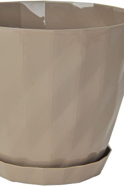 KRT1 Kristal Saksı Tabaklı Dekoratif Saksı, Mocha, 10.5cm, 0.6 Litre