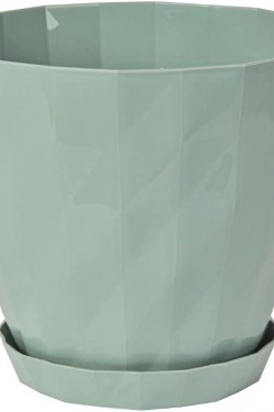 KRT2 Kristal Saksı Tabaklı Dekoratif Saksı, Gök Mavi, 13.5cm, 1.15 Litre