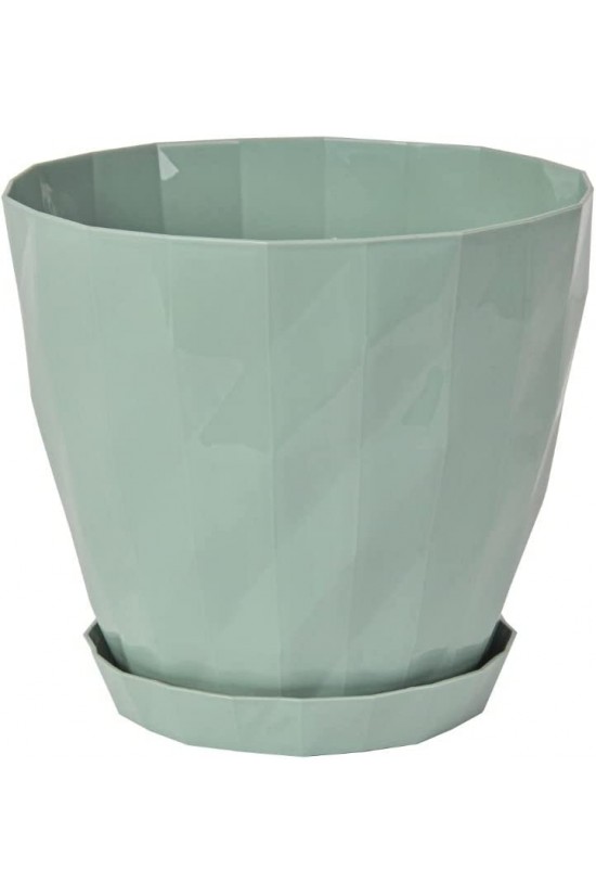 KRT2 Kristal Saksı Tabaklı Dekoratif Saksı, Gök Mavi, 13.5cm, 1.15 Litre