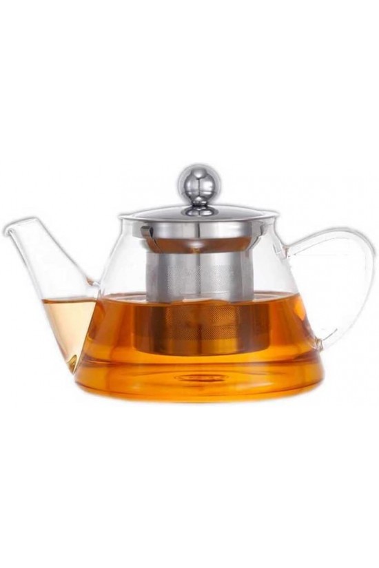Infuseur à tisane en verre 500 ml - Théière avec passoire en acier