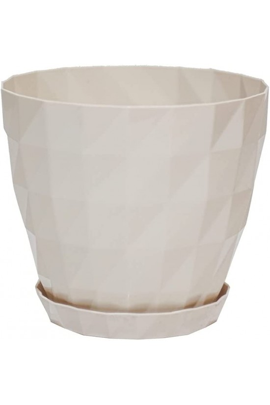 KRT5 Kristall-Blumentopf, dekorativer Blumentopf mit Teller, gebrochenes Weiß, 23 cm, 6 Liter KRT5 Kristall-Blumentopf, dekorativer Blumentopf mit Teller, gebrochenes Weiß, 23 cm, 6 Liter