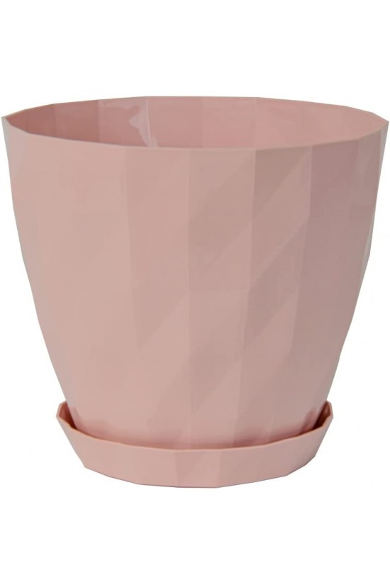 KRT1 Kristal Saksı Tabaklı Dekoratif Saksı, Pudra Pembe, 10.5cm, 0.6 Litre