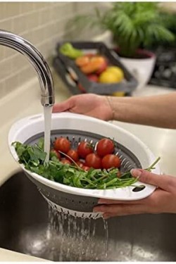 Katlanabilir Pratik Akordiyon Süzgeç Oval Yuvarlak