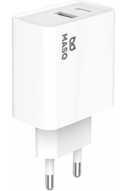 Masquerade 20W Çift Çıkış Type-C+Usb-A Seyahat Şarjı, Beyaz