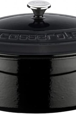 Metal Oval Döküm Tencere, 25 cm, 3.19 L Hacim, Siyah