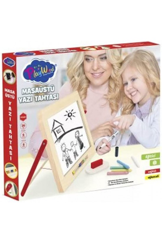 Playwood Kutuda Ahşap Masa Üstü Yazı Tahtası