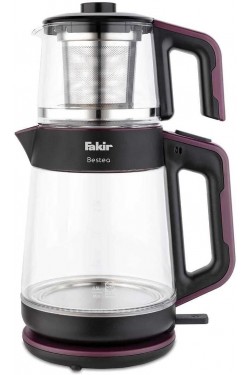 Bestea Çay Makinesi, ‎1900 W, 1 L Demlik & 2 L Isıtıcı Hazneli, Cam & Paslanmaz Çelik, Siyah/Violet