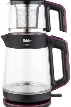 Bestea Çay Makinesi, ‎1900 W, 1 L Demlik & 2 L Isıtıcı Hazneli, Cam & Paslanmaz Çelik, Siyah/Violet