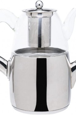 6500 Cam Demlikli Çaydanlik Full Metal Sap