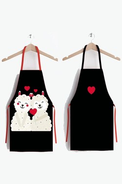 AYSO0254 Dear Lamb Tablier Muk 2 pièces, Rouge/Noir, Taille Standard 50x70 Adulte