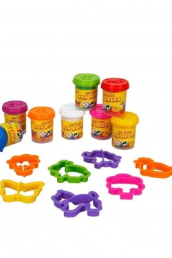 Crafy Oyun Hamur Set Mini 8Li Tüp Hamurlu/Şekilli Kalıplar Pvc Silindir 16D