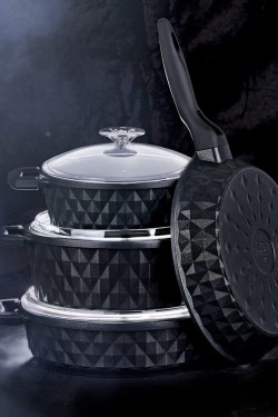 Carabella Glasabdeckung Guss 7 Stk Topf S Schwarz