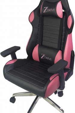 Gaming-Stuhl Cozy – Schwarz/Rosa, 56 x 72 x 135 cm