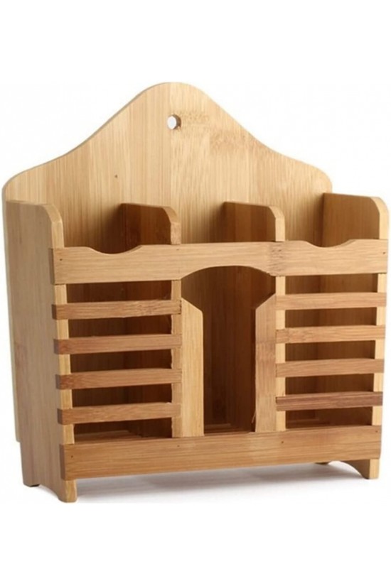 Bambu Tezgah Üstü Kaşıklık, 3 Bölmeli Bambu Tezgah Üstü Kaşıklık, 3 Bölmeli