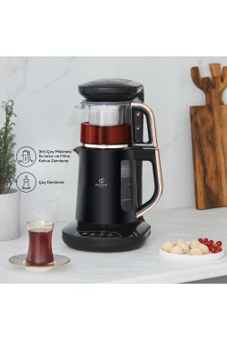 Çaysever Robotea 3 in 1 Konuşan Çay Makinesi Su Isıtıcı ve Filtre Kahve Demleme Makinesi Rosegold