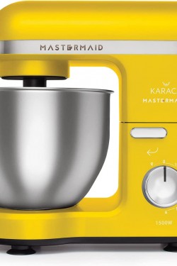 Mastermaid Chef Stand Mikser, Yoğurucu, 1500 W, Paslanmaz Çelik, 6 Hız, 3 Aparat, Pine Yellow