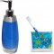 LIQUID SOAP DISPENSER, TOOTH BRUSH 2 BATH S, GRAY BLUE AND FLORAL