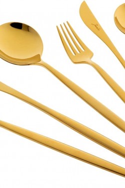 9000 Titanyum Gold 84 Parça 12 Kişilik Çatal Kaşık Bıçak S Kutulu