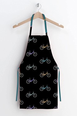 Tablier Muk résistant aux taches à motif de vélo noir, noir, taille standard 50x70