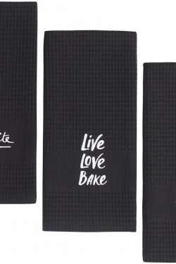 Tea Towel Siyah Masterchef 3lü Muk Peçete S, Nakışlı Kurulama Bezi(3*50x70), 200-004-BNK-TEA00004