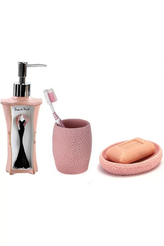 3-TEILIGES BADESET AUS ROSA PELZ 3-TEILIGES BADESET AUS ROSA PELZ