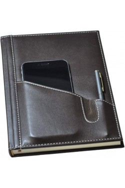 2K 5464 Ajanda/Defter Tarihsiz 17x24 Çizgili 160 Yaprak Ivory Kağıt Telefon Kılıflı, Kahverengi