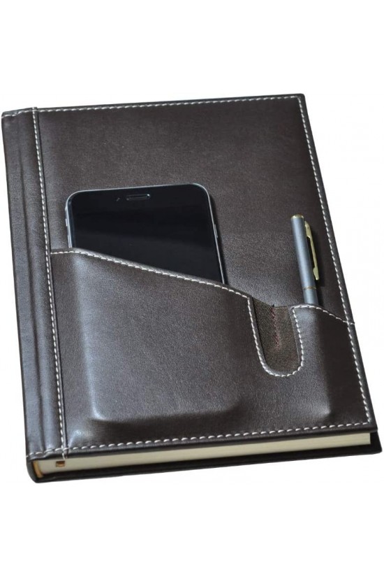 2K 5464 Ajanda/Defter Tarihsiz 17x24 Çizgili 160 Yaprak Ivory Kağıt Telefon Kılıflı, Kahverengi