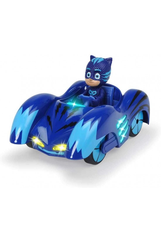 , 203142000, Pj Masks Mission Yarışçı Kedi Oyuncak Araba, Lisans, 1:43, 12 cm, Sesli ve Işıklı, Pj Masks Mission Racer Cat Car