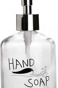 Cam Sıvı Sabunluk,El Sabunu Yazılı 300ml 7,6x15,5cm