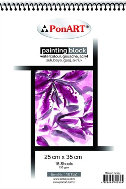Painting Blok Defter, 25X35cm, 15 Yaprak, Suluboya ve Guaj için