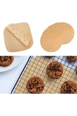 200 Stück Luftfritteusen-Backpapier, Einweg-Luftfritteusen-Ölpapier, rundes und quadratisches Lochmodell