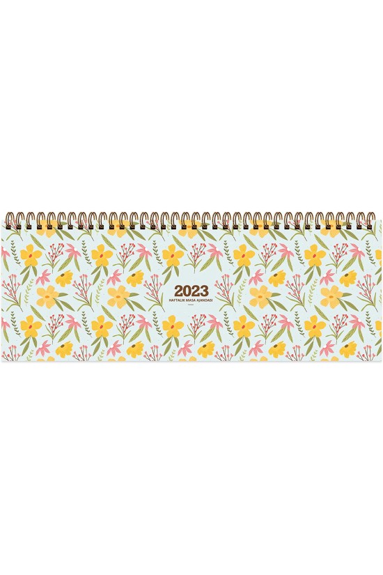 2023 AJ-65 Haftalık Masa Ajandası, Sarı Çiçek, 12x33,5 cm