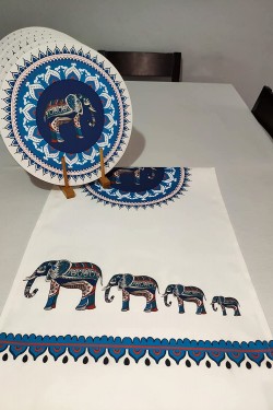 Etnik Fil Desenli Runner, 6'lı Supla Set
