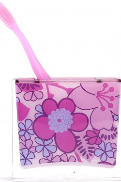 Diş Fırçalık Pembe Çiçekli Akrilik Model