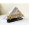 Gold Detailed Natural Marble Napkin Holder, Gold & Black