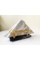 Gold Detailed Natural Marble Napkin Holder, Gold & Black