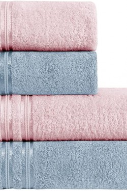 Ekstra Soft Yüksek Kalite Havlu S, Pudra/Mavi, (2*50x85+2*70x140)