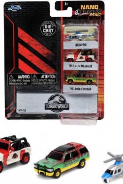 253251012, ssic Park 3 Nano-Fahrzeuge, Druckguss (Metall), 1993 Ford Explorer, Jeep Wrangler 12, A109 Hubschrauber, Maßstab 1:65, 4 cm, ssic 3er-Pack Nano-Fahrzeuge