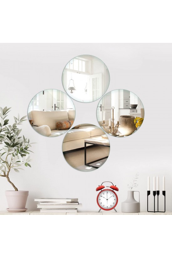 Ayna 4 Parça Yuvarlak Dekoratif Duvar Aynası 30cm