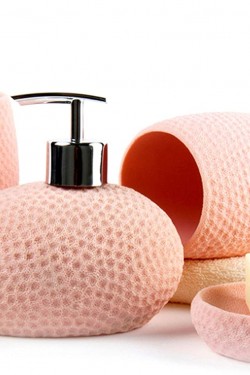 Pembe Petek Desenli 4 Lü Banyo S