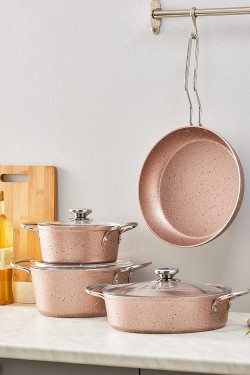 Ivy Bio Granit 7 Parça Tencere S Rose