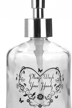 KTBD0108-PD Distributeur de Savon en Verre, Modèle Coeur, Transparent, 300ml, 7.6x15.5cm, M