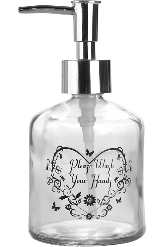 KTBD0108-PD Distributeur de Savon en Verre, Modèle Coeur, Transparent, 300ml, 7.6x15.5cm, M KTBD0108-PD Distributeur de Savon en Verre, Modèle Coeur, Transparent, 300ml, 7.6x15.5cm, M