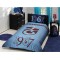 Lizenziertes Bettwäsche-Set für Einzelbett, Weinrot-Blau
